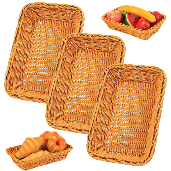 3er set Brötchenkorb Rechteckig, Flechtkorb, Brotkorb Geflochten, Weidenkörbchen, Brotkörbe, Brotkör