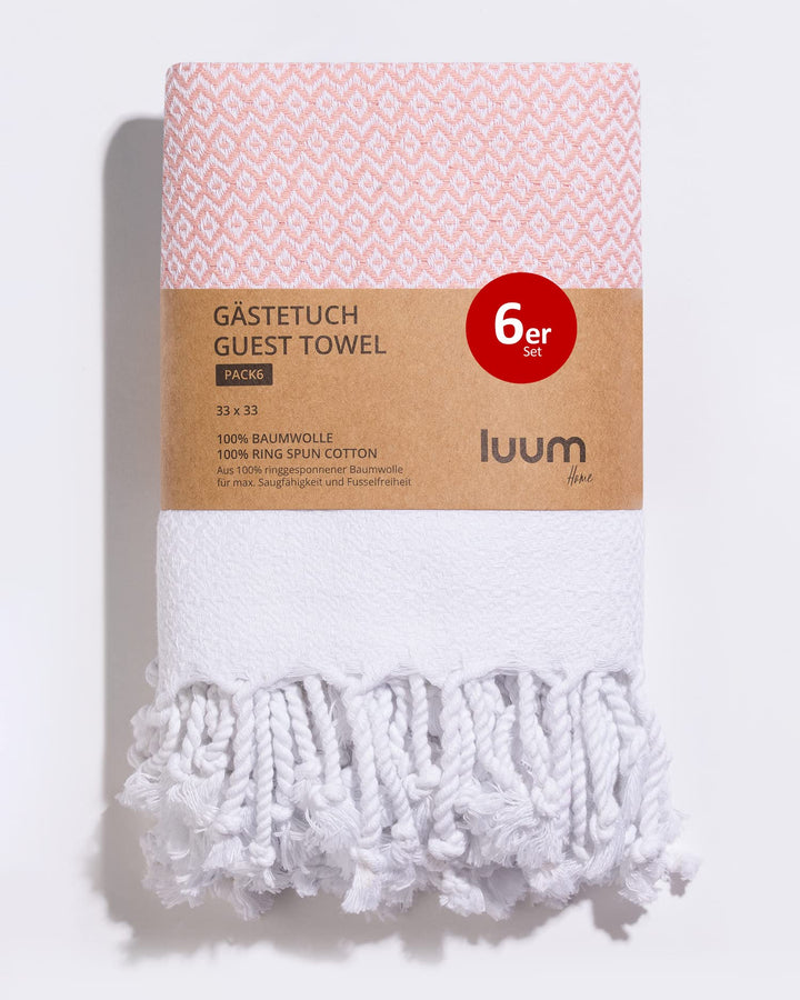 Luum® 6er Set Hamam Gästehandtücher, Deko Handtücher, Seiftuch, Waschlappen, Stoffservietten, Putzla