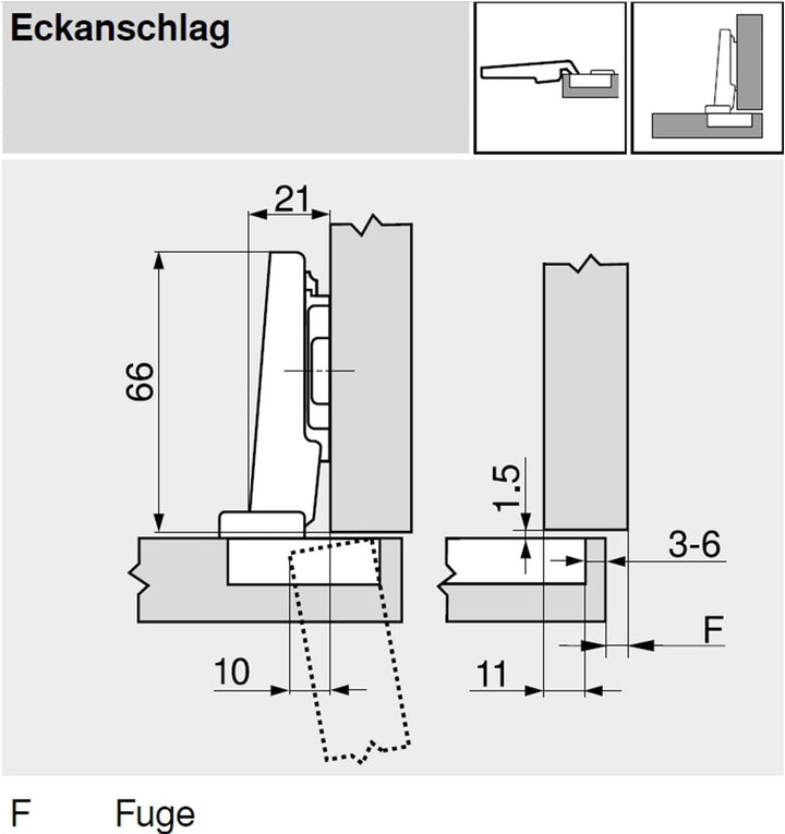 BLUM Clip top Möbel-Scharnier | Möbelband; Eckanschlag, 10 Stück inkl. Montageplatten, Schrauben und