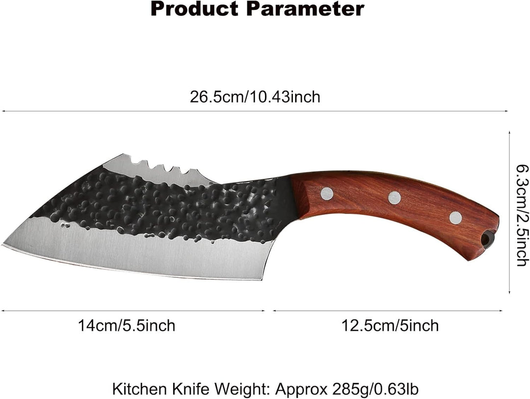 Fubinaty Kochmesser Handgefertigtes geschmiedetes Fleischbeil Full Tang Outdoor Jagd Camping Messer