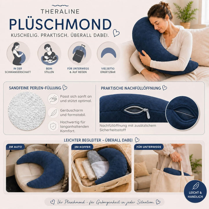 Kinderhaus Blaubär Set Theraline Plüschmond Stillkissen &amp; Bauchstützkissen mit Stoffwindel Schmuse-