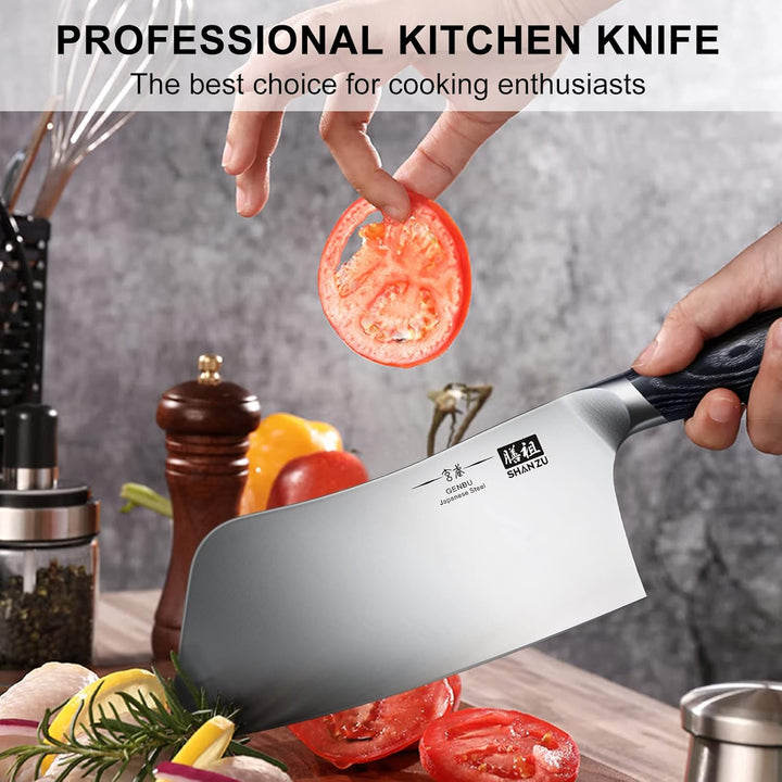 SHAN ZU Kochmesser, 18cm Scharfes Küchemesser Hackmesser Profi Japanische High Carbon Edelstahl Hack