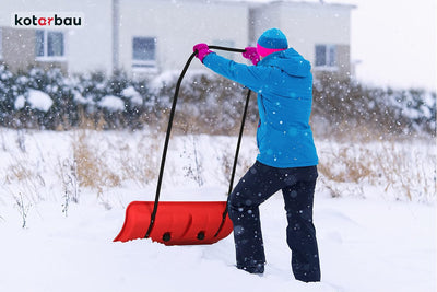 KOTARBAU® Schneeschieber mit Rädern Schneeschaufel 80 cm Schneewanne mit Alu-Profilkante Schneeschip