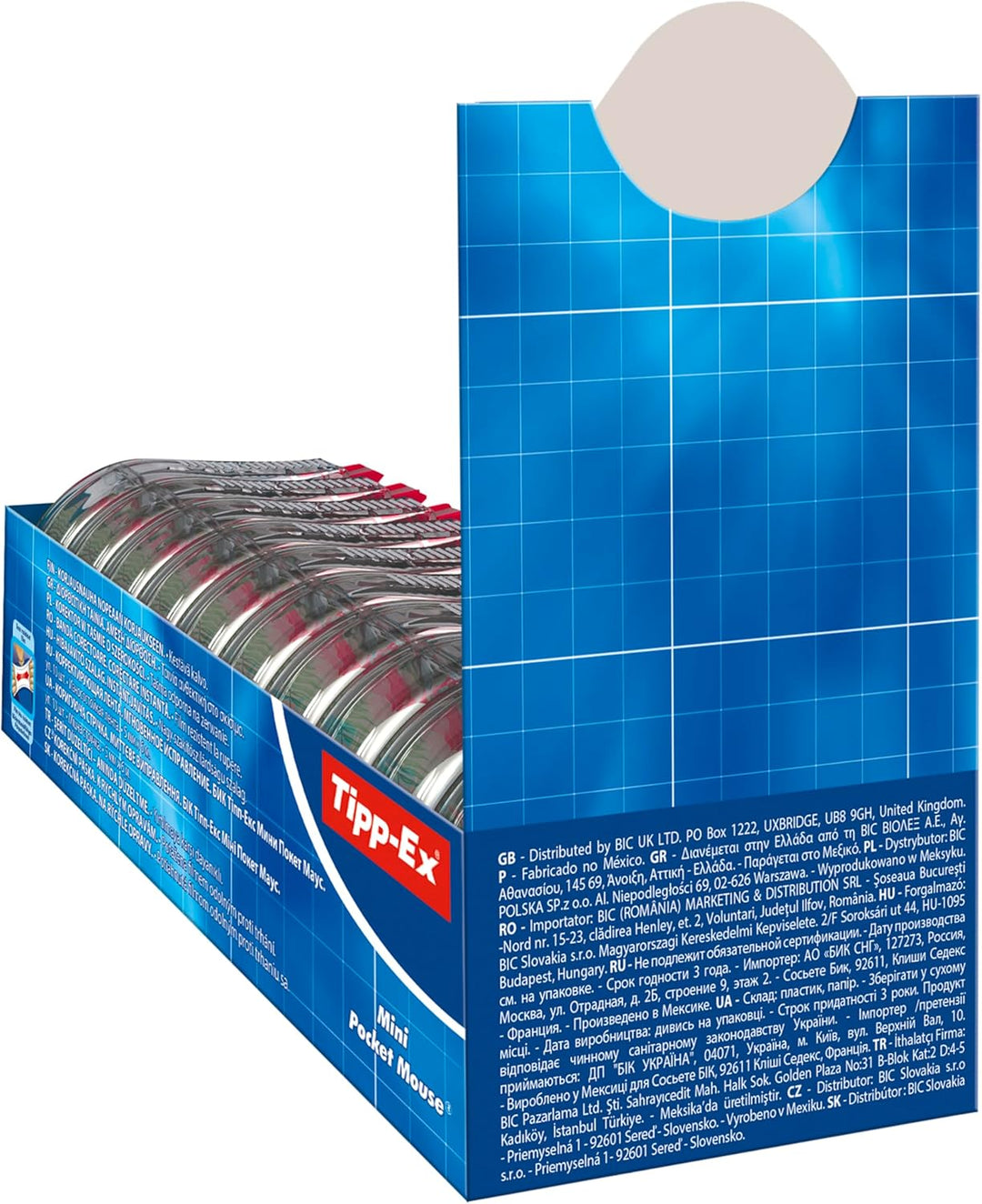Tipp-Ex Korrekturroller Mini Pocket Mouse, 6m x 5mm, 10er Pack, Bedrucktes Design, Ideal für das Bür