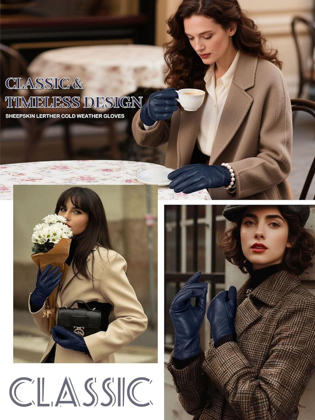 GSG SINCE 1998 Lederhandschuhe Damen aus chromfreiem Lammfell, Gefüttert mit Wolle/Kunstfell, Thermo