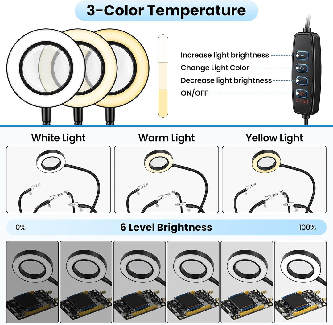 Dritte Hand Löten, Lötstation Helfende Hand mit 3X Lupe und 4 Flexible Arme | PinBoTronix Löthilfe m