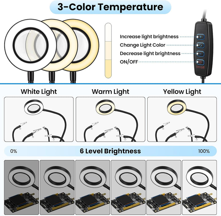 Dritte Hand Löten, Lötstation Helfende Hand mit 3X Lupe und 4 Flexible Arme | PinBoTronix Löthilfe m