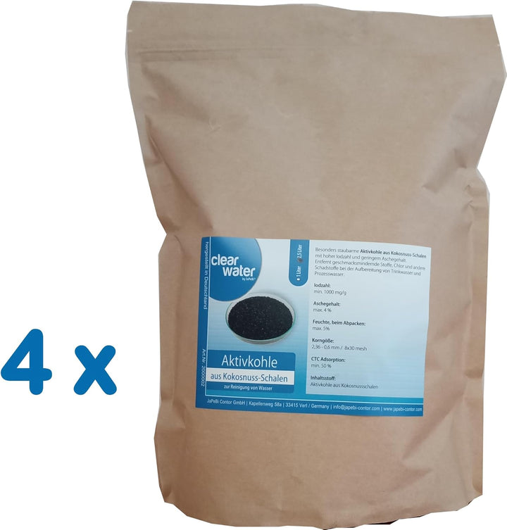 10L / 5kg Aktivkohle Granulat aus Kokosnussschalen, 8x30 mesh – Filterkohle zur Wasserreinigung für