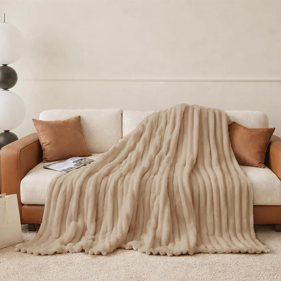 CALIYO Kuscheldecke Flauschig Decke Wohndecke Warme Cord-Fleece Wolldecke Dicke Sofadecke Couchdecke