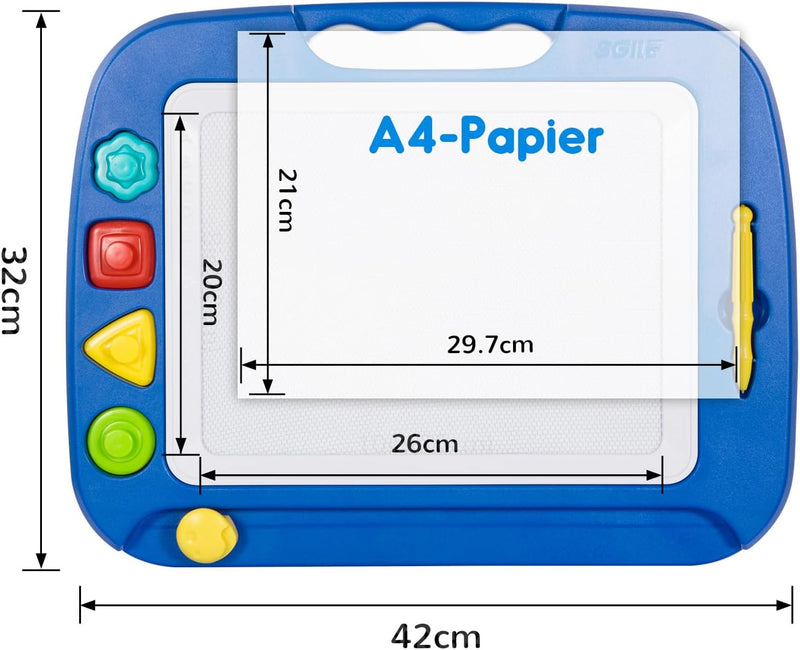 SGILE Grosse Magnetische Maltafel Zaubertafel, 42x32cm Zeichentafel Zaubermaltafel Malbrett mit 4 Fo