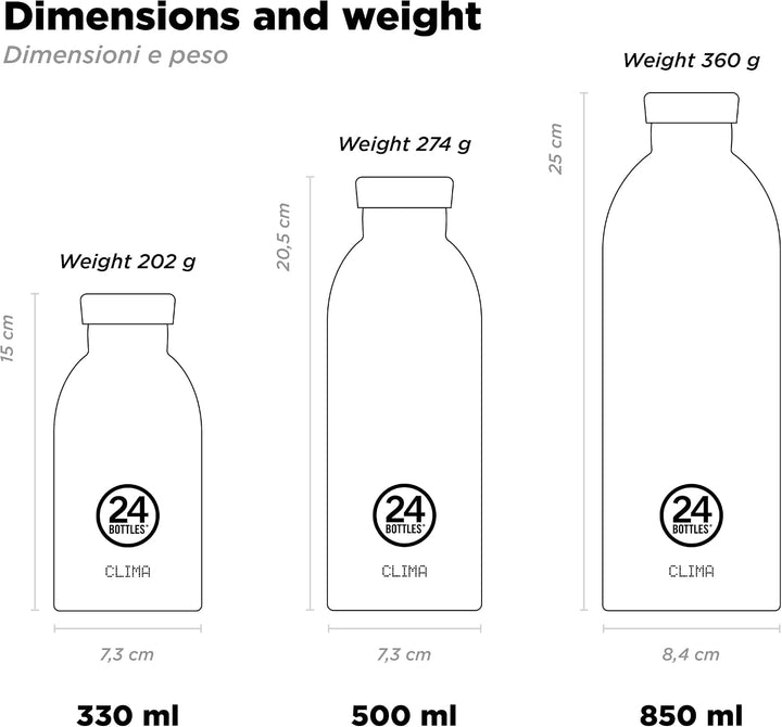 24Bottles Clima Flasche - 330ml/500ml/850ml Thermosflasche mit 100% Versiegeltem Deckel (12 Stunden