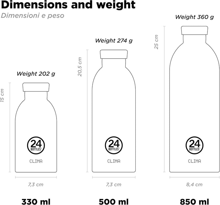 24Bottles Clima Flasche - 330ml/500ml/850ml Thermosflasche mit 100% Versiegeltem Deckel (12 Stunden