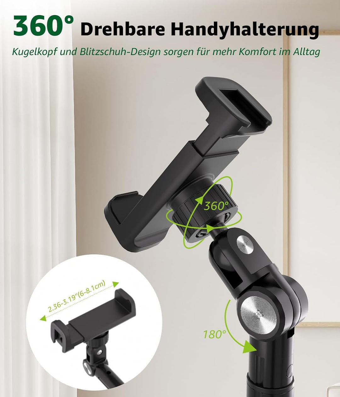 Handy Stativ, Overhead Stativ Handy mit 360° Ausziehbaren Arm & Fernbedienung & Handyhalterung, Hori