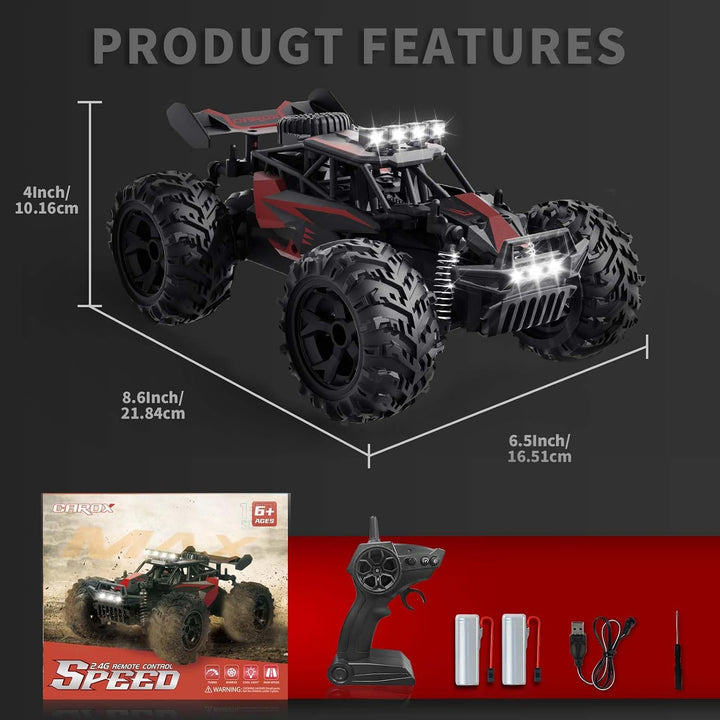 Carox ferngesteuertes Auto,2.4 GHz 25 km/h RC Auto,1:18 Off ferngesteuertes Auto Outdoor mit Scheinw