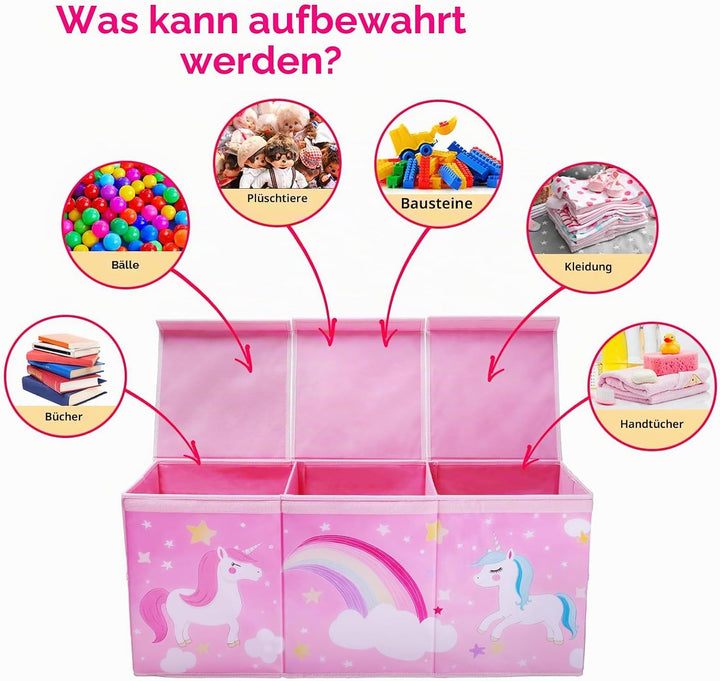 Gross Aufbewahrungsbox mit Deckel Kinder, Zusammenklappbare Oxford-Netztaschen Spielzeugkiste mit Gr
