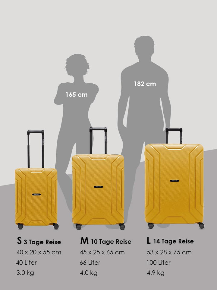 REDOLZ Hartschalen Kabinen-Koffer ohne Reissverschluss | 3-Punkt-Verschluss-System | Kleiner Trolley