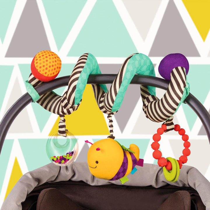 B. toys Baby Spielzeug Kinderwagenkette mit Beissring, Kuscheltier Biene und Rassel – Kinderwagen Zu