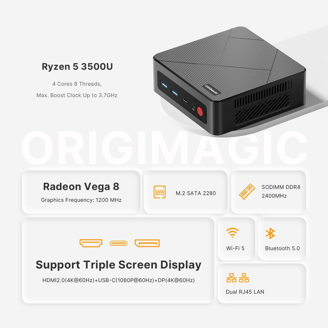 N1 Lite Mini PC, mit AMD Ryzen 7 5700U(bis zu 4,3GHz) Mini Gaming PC, 16GB RAM 512GB SSD Desktop PC,