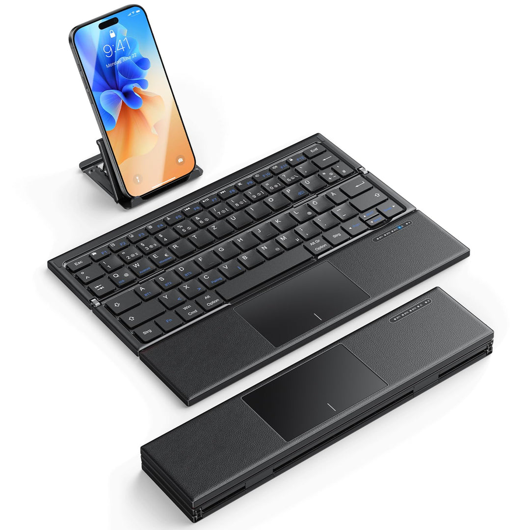 OMOTON Faltbare Bluetooth Tastatur mit Touchpad, Tragbare Kabellose Tastatur Mini Reise für iOS Andr