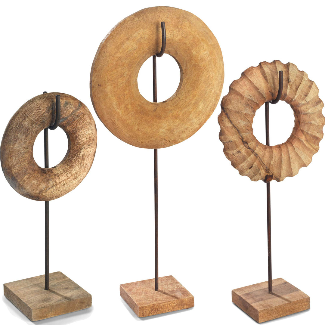 Moritz Skulptur Kreis Symbol für Unendlichkeit massives Mangoholz mit Stahl Säule im Rost Design Han