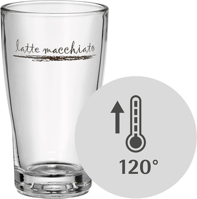 WMF Clever&More Latte Macchiato Gläser Set 12-teilig mit Löffel, Aufrdruck, 280 ml,spülmaschinengeei