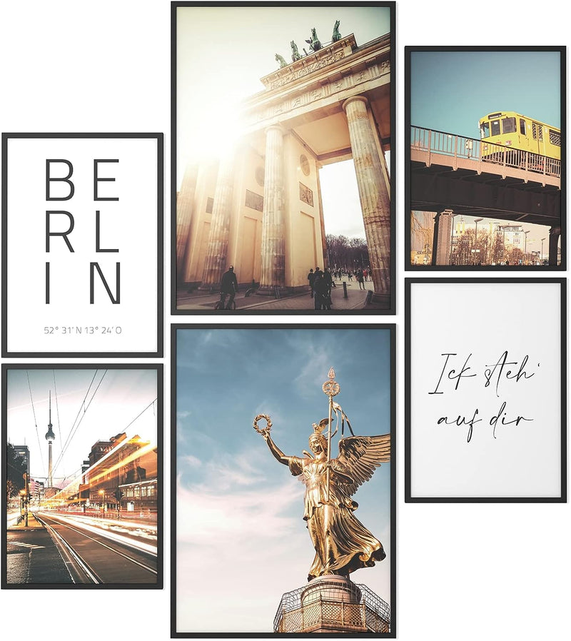 Papierschmiede® Mood Poster Set Berlin, Bilder Wohnzimmer Deko Schlafzimmer, 2x DIN A3 und 4x DIN A4