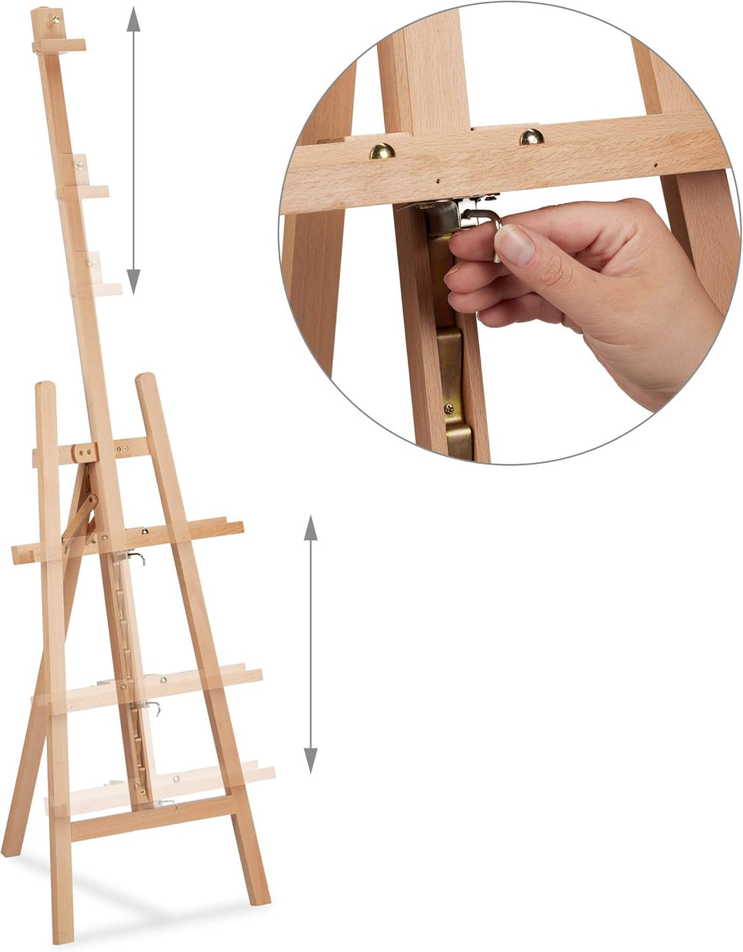 Relaxdays Staffelei, verstellbar, gross, stehend, für Kinder & Erwachsene, Holz, Höhe max. 128 cm, M