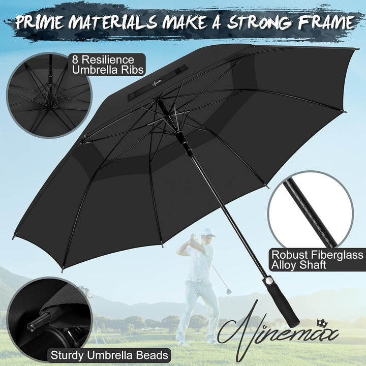 NINEMAX Golfschirm Gross 62/68 Inch Golf Regenschirm Sturmfest Automatik Öffnen Golf Regenschirm Dop