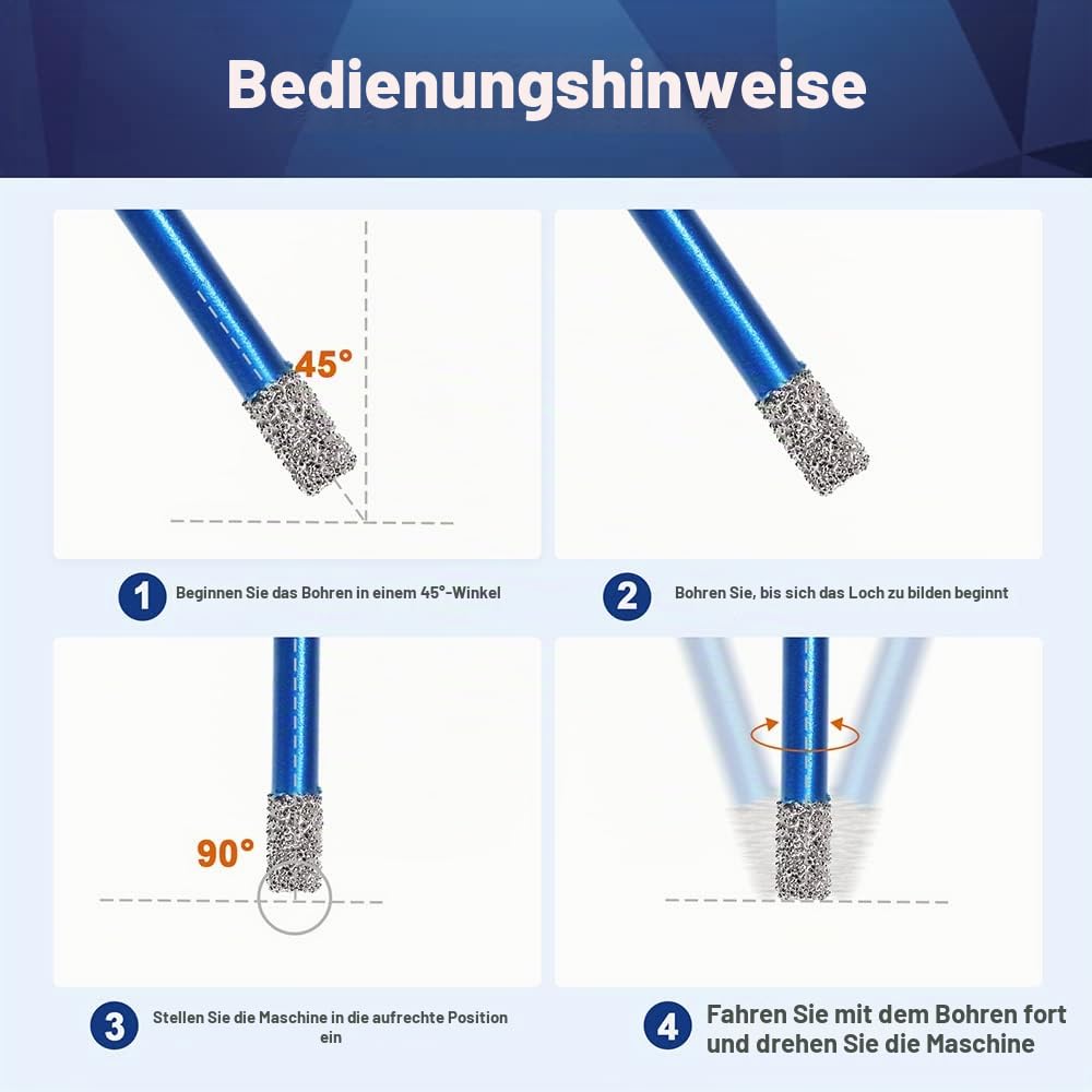 Diamant Fliesenbohrer 8mm - 5 stücke M14 Diamantbohrer Lochsäge für Fliesen Porzellan Keramik Marmor