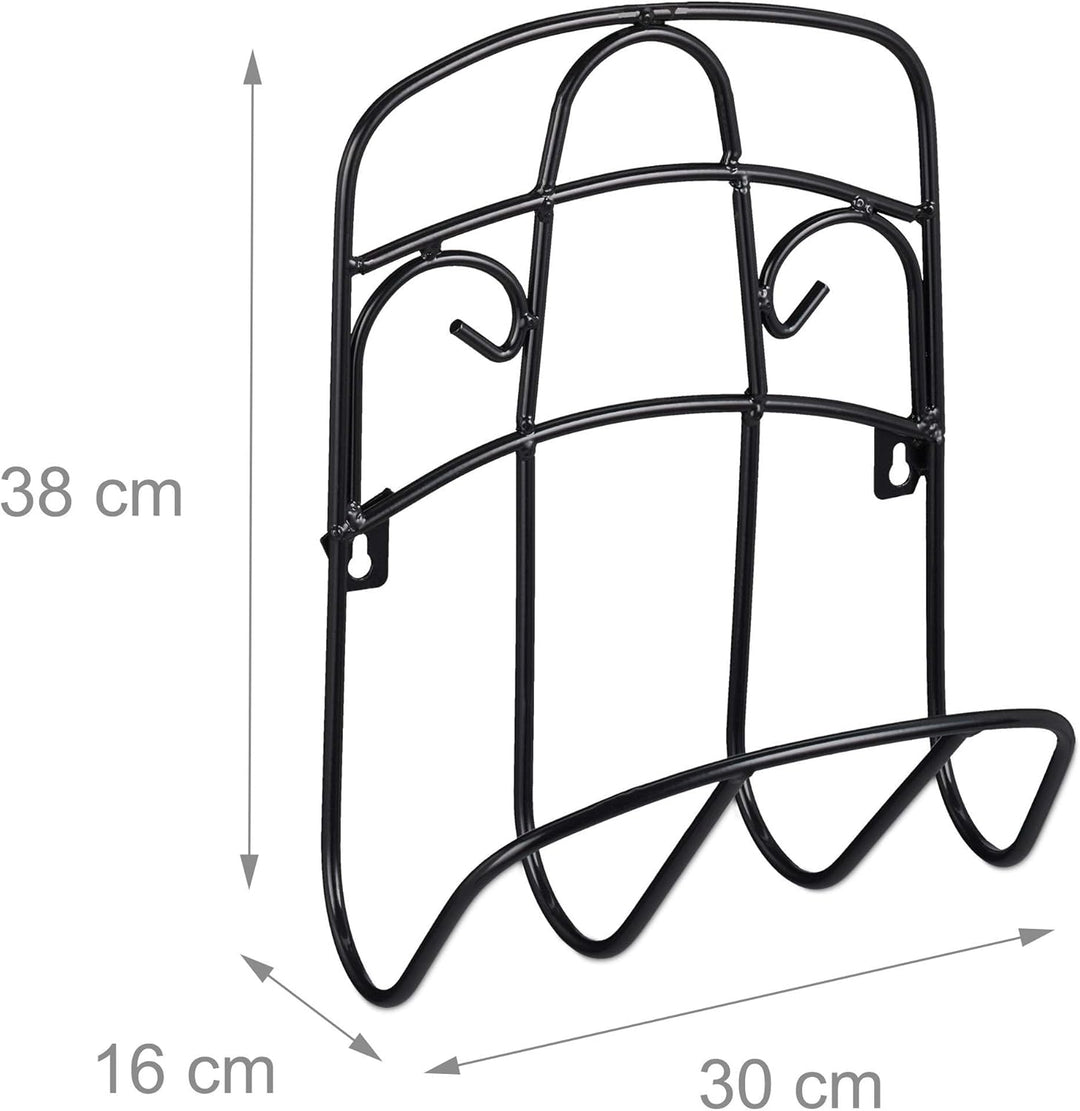 Relaxdays Schlauchhalter Wand, für 38 m 5/8'' Schlauch, Gartenschlauchhalterung, Metall Wasserschlau