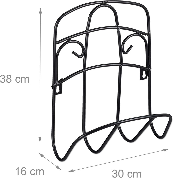 Relaxdays Schlauchhalter Wand, für 38 m 5/8'' Schlauch, Gartenschlauchhalterung, Metall Wasserschlau