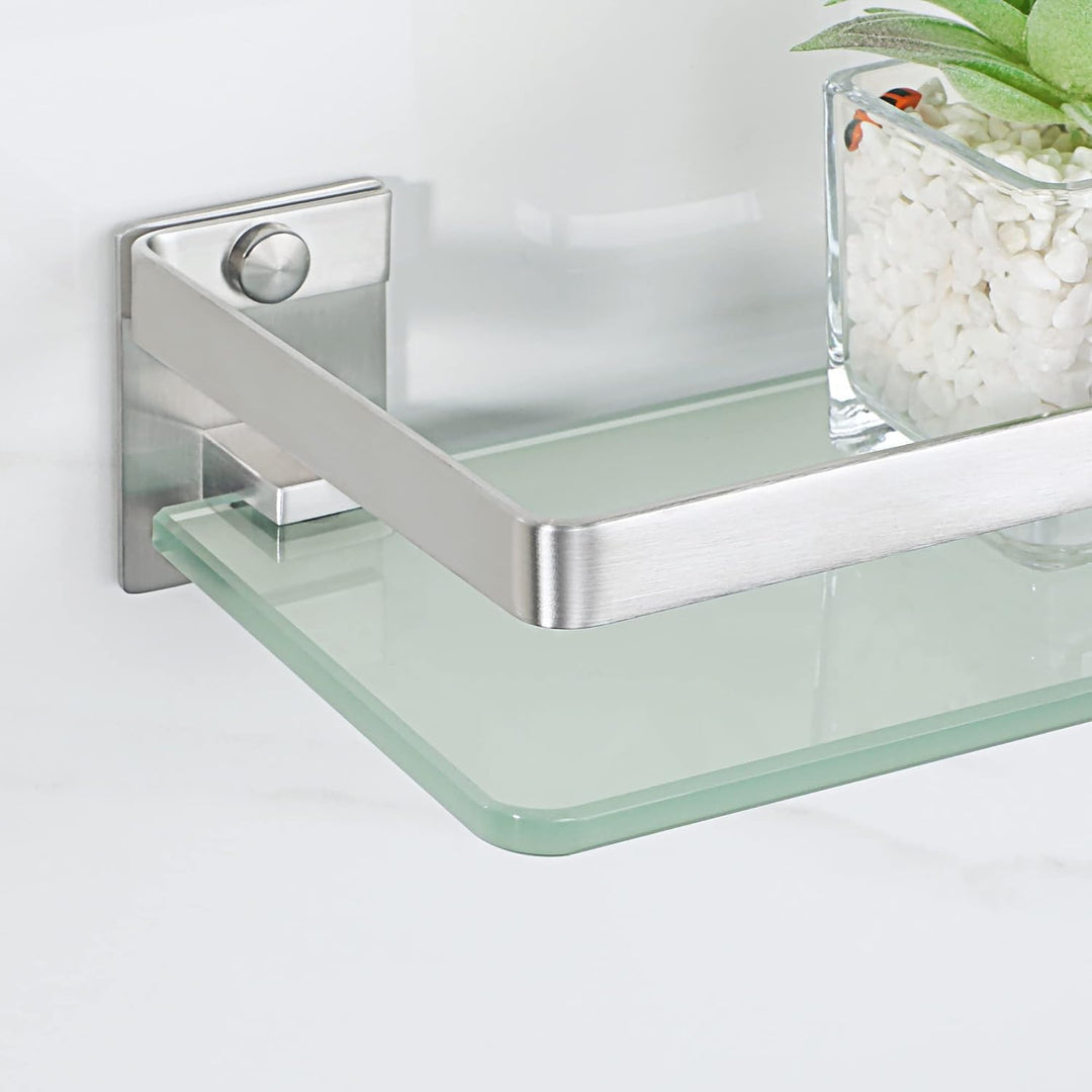 SAYAYO Duschablage Duschregal Edelstahl Glasregal Badezimmer Regal Gebürstete Shower Shelf Shampoo H
