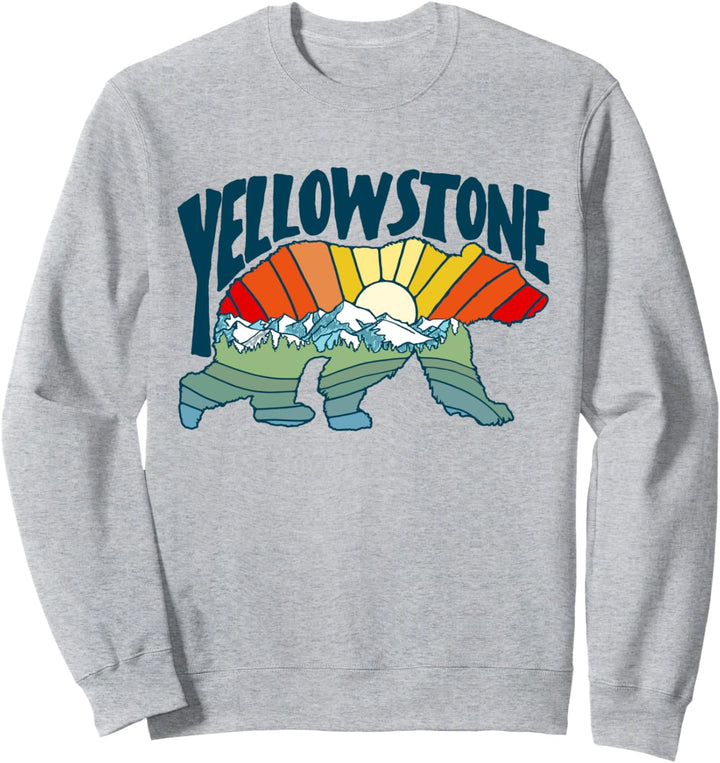 Yellowstone Colorful Abstract Nature Grizzly Bear Silhouette Sweatshirt