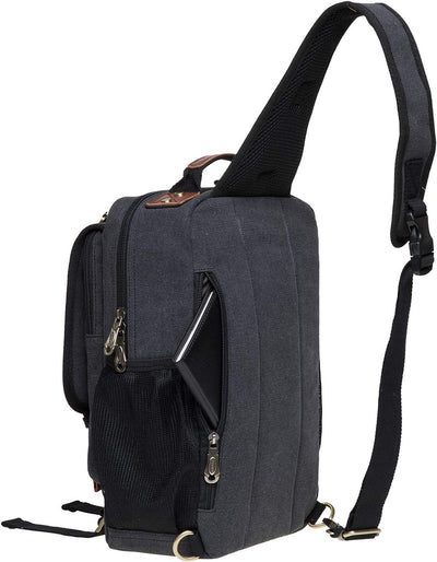 KAUKKO Canvas - Brusttasche für Damen und Herren - Umhängetasche Schwarz Jnl-fd252-3-03, Schwarz Jnl