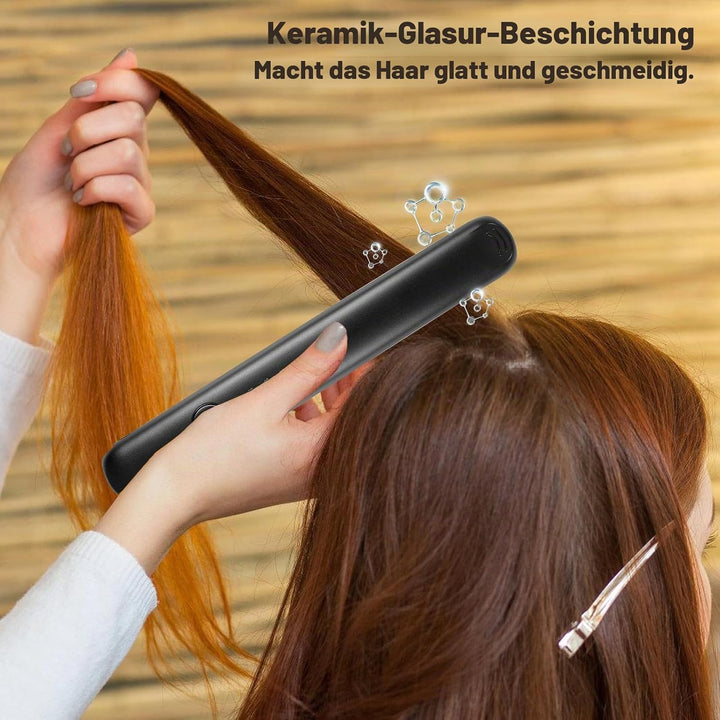 Mini 2-in-1 kabelloses Glätteisen und Lockenstab für Kurze, lockiges und langes Haar - tragbarer Rei