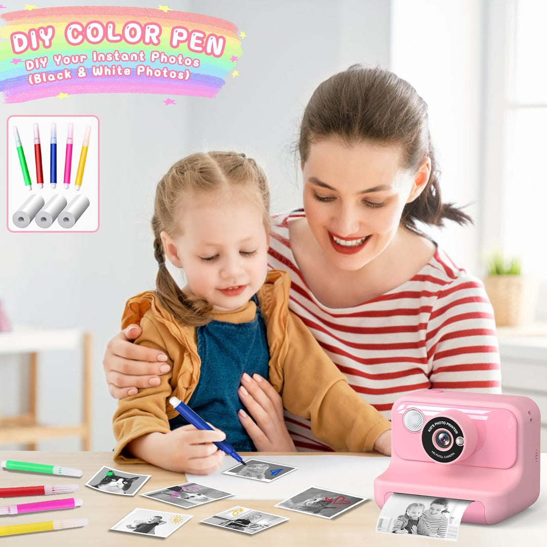 Hangrui Sofortbildkamera Kinder, 2,4 Zoll Bildschirm Kinderkamera Sofortbildkamera mit 32G Karte & D