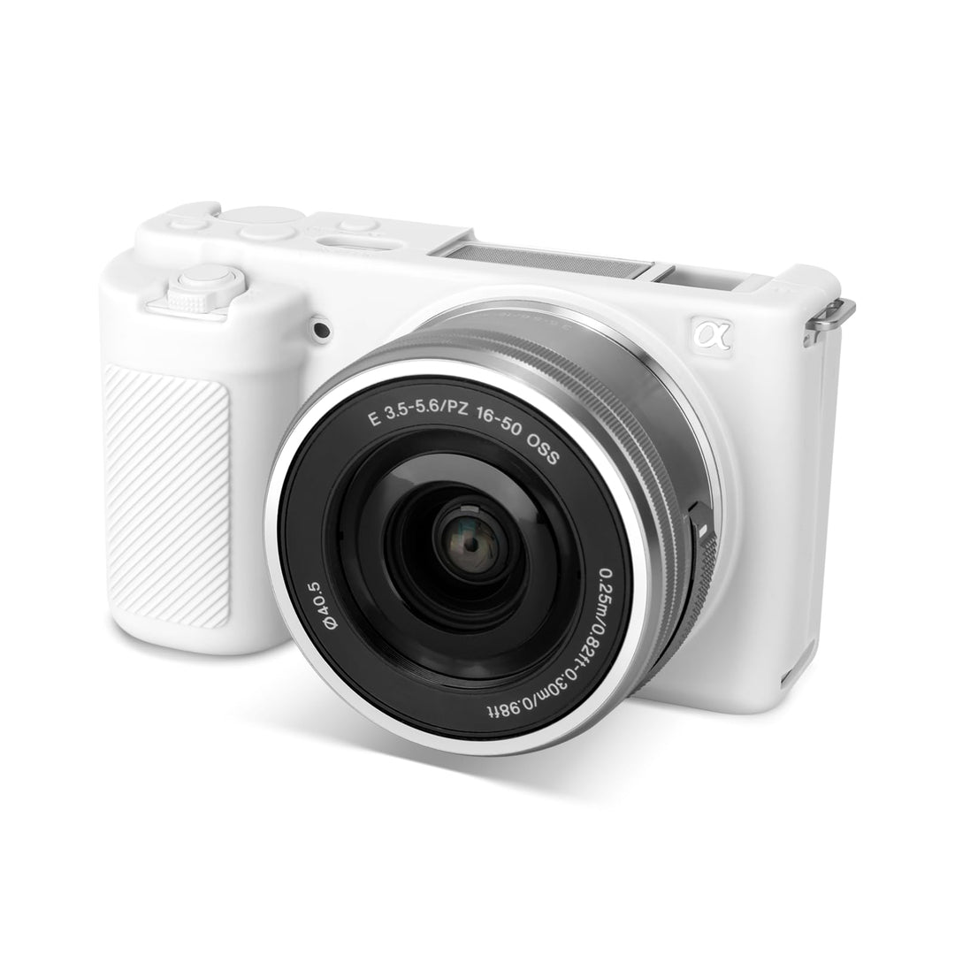 Rieibi ZVE10 Hülle, Weiche Silikon Schutzhülle für Sony ZV-E10 ZVE10 Kamera weiss, weiß