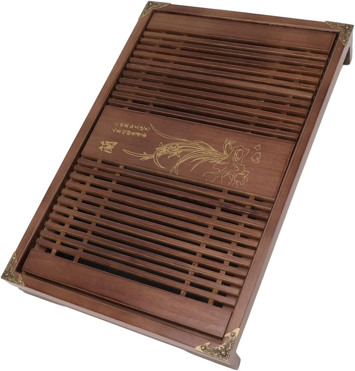 Restokki Kungfu-Teetablett, Abfluss, Wasserspeicher, Holz-Teetisch für chinesisches Gongfu-Tee-Servi