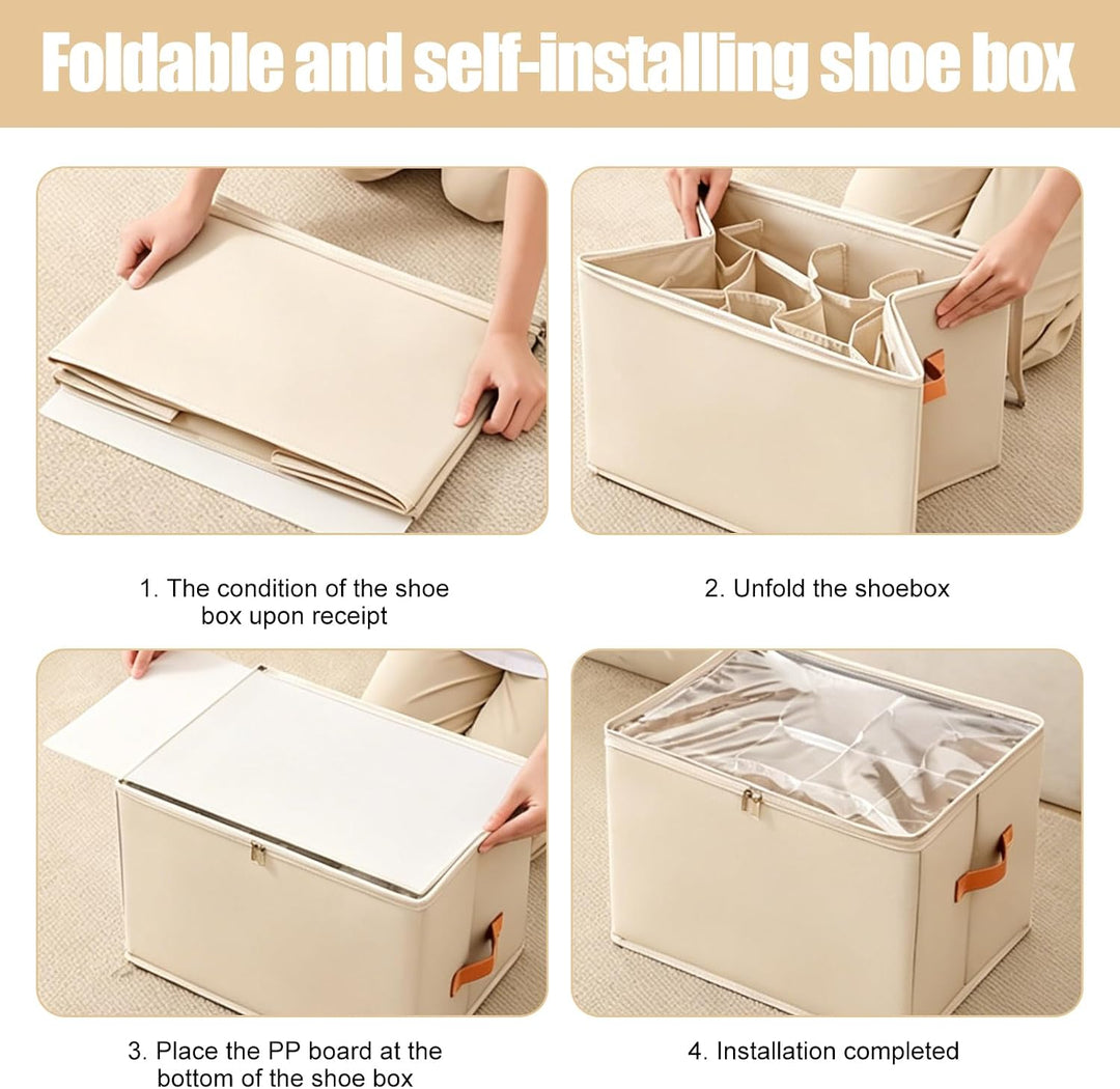 Schuhorganizer Für Closet 2er Set, Schuhorganizer Für 12-24 Paar, Schuhboxen Stapelbar, Faltbare Sch