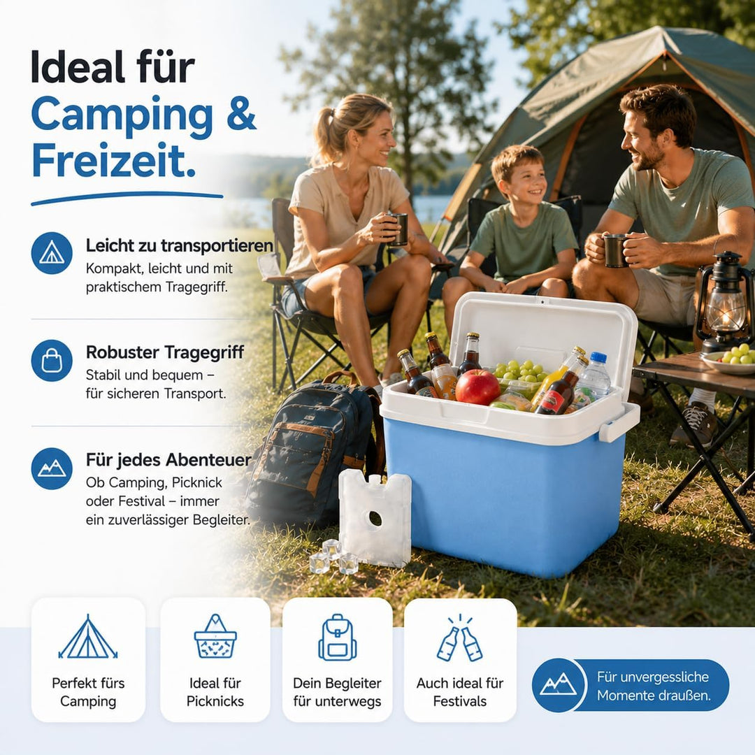 Kühlbox 15 Liter mit mobilen Kühlakku/Kühlelement für extra Lange Kühlung - Kühltasche/Thermobox Bla