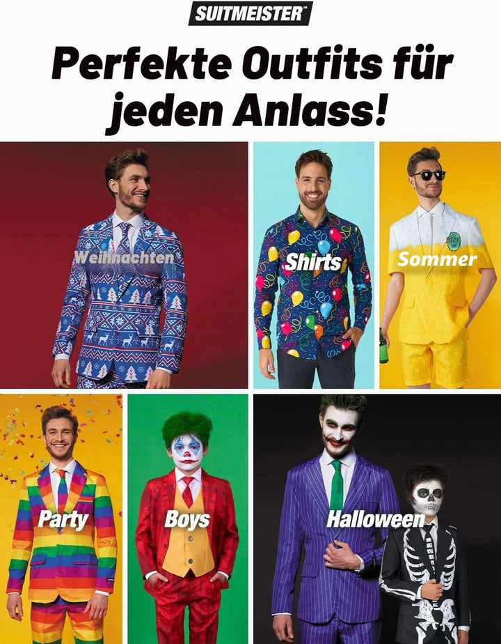 Suitmeister Weihnachtsanzug für Herren - Festlicher Feiertags-Spass Weihnachten - Beinhaltet Blazer,