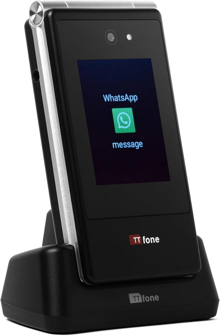 TTfone TT990 4G Flip Phone mit Android 14 (De-Googled), WhatsApp, 3,5 Zoll Touchscreen, SOS-Taste, g