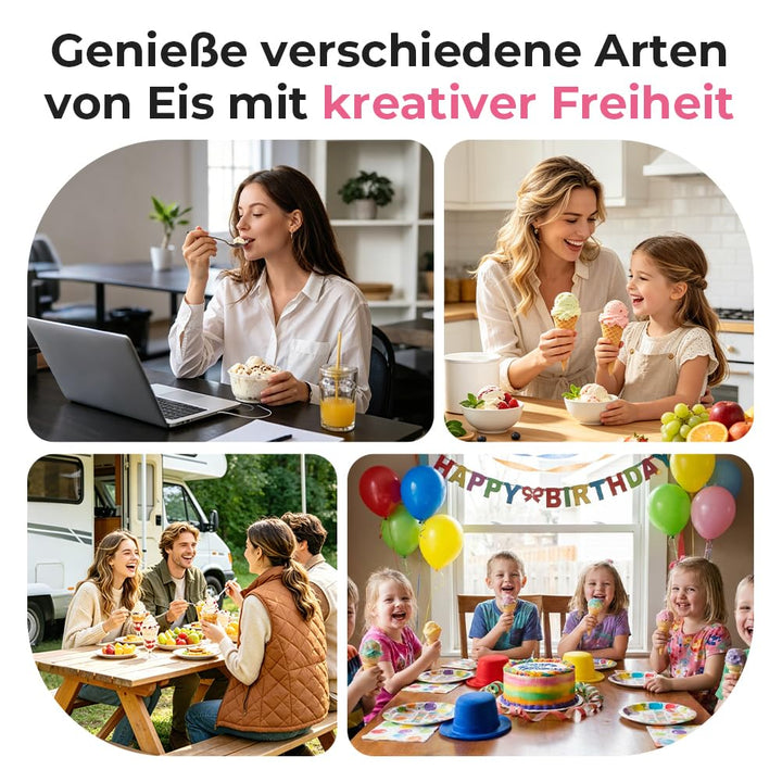 Eismaschine Eiscrememaschine aus Edelstahl mit entnehmbarem Eisbehälter, inkl. Rezeptheft(MEHRWEG)