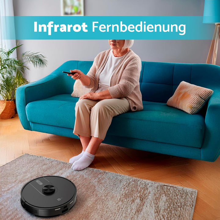 aeco X5 VacuBot Staubsauger-Roboter mit Wischfunktion Saugroboter (5000Pa Saugkraft ideal für Tierha