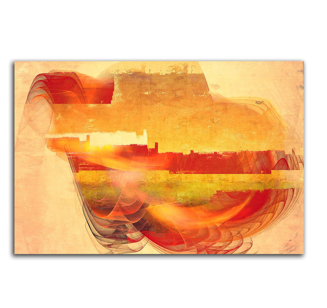 Abstraktes Bild auf Leinwand beige rot braun gelb Abstrakt118_cm_dekoratives LeinLeinwandbild Leinwa