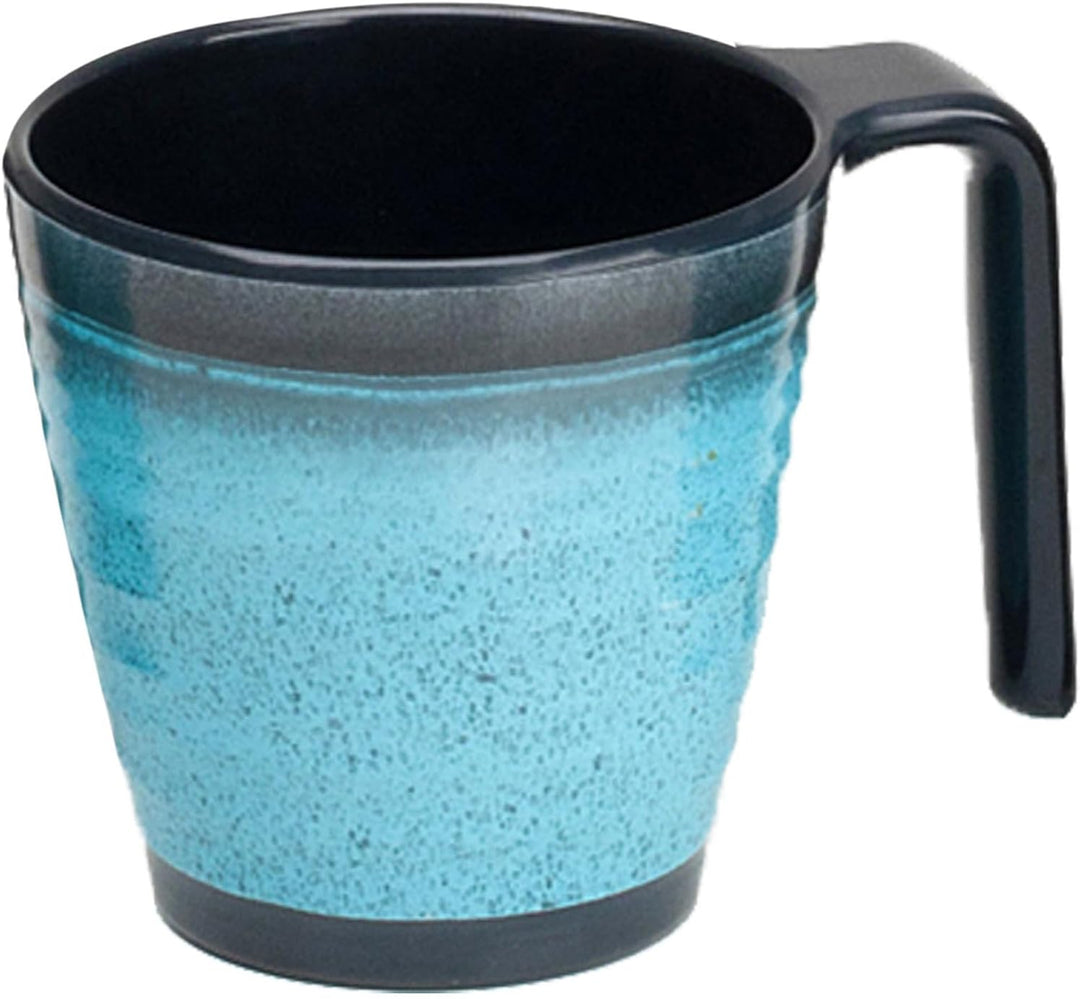 Melamin Geschirr Set 20 Teile elegante Steingut Optik in blau mit Tassen Wasserglas 360 ml blau - fü