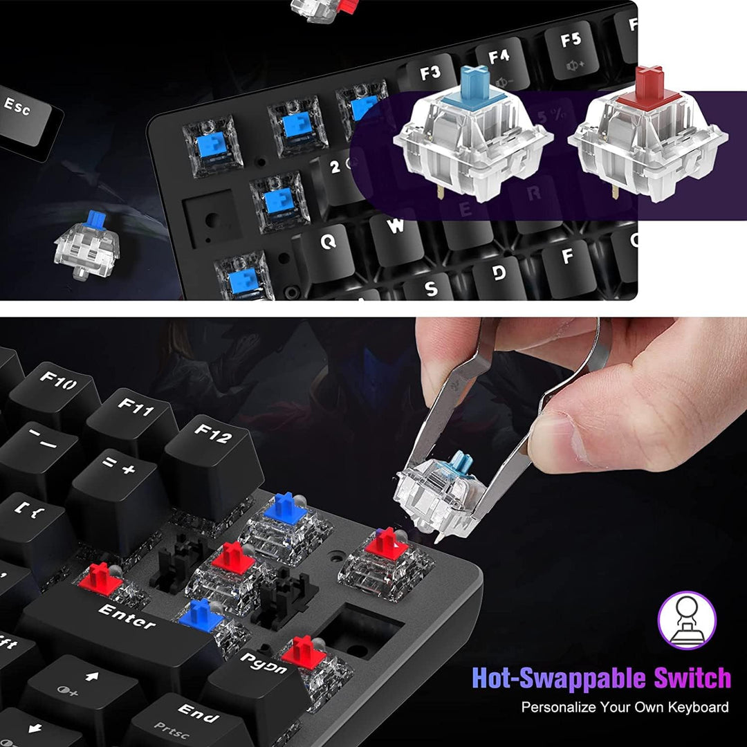 FELiCON AK33 Hotswapple Gaming-Tastatur, TKL 80% Mechanische Rote Schalter Keyboard mit weisse LED-B