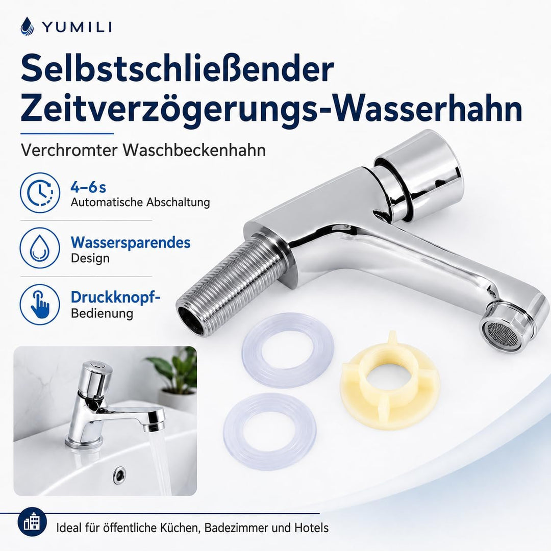 Zeit Verzögerung Wasserhahn-Öffentliches Ktchen-Badezimmer Verchromt Selbst Schliessender Wassers Pa