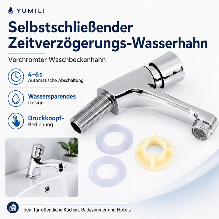Zeit Verzögerung Wasserhahn-Öffentliches Ktchen-Badezimmer Verchromt Selbst Schliessender Wassers Pa