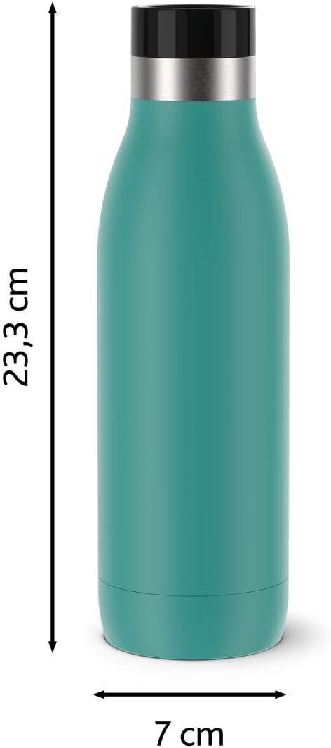 Emsa Bludrop Isolier-Trinkflasche, 0,5 Liter, 100% dicht, Quick-Press Verschluss, Ergonomischer 360°